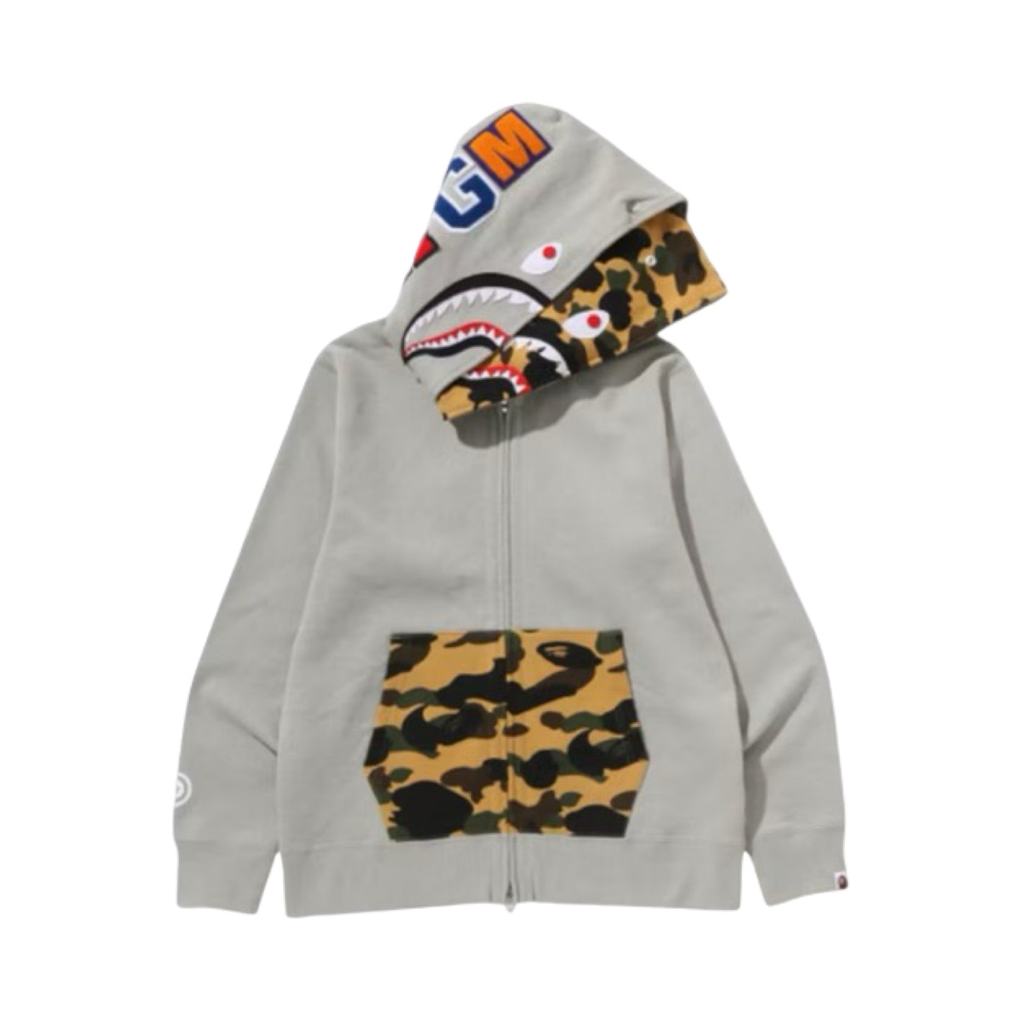 Bape Double Hoodie Shark Camo Grey