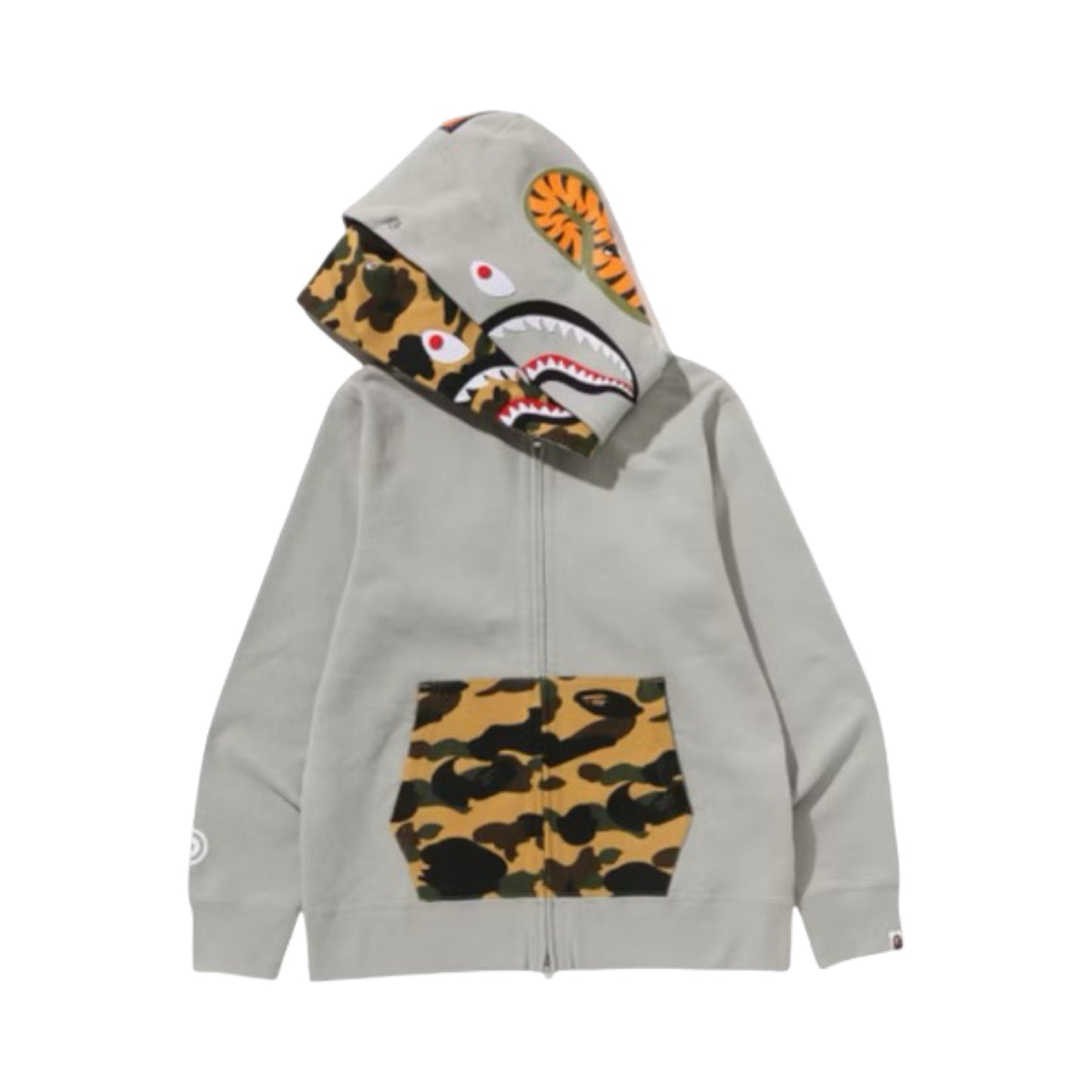 Bape Double Hoodie Shark Camo Grey