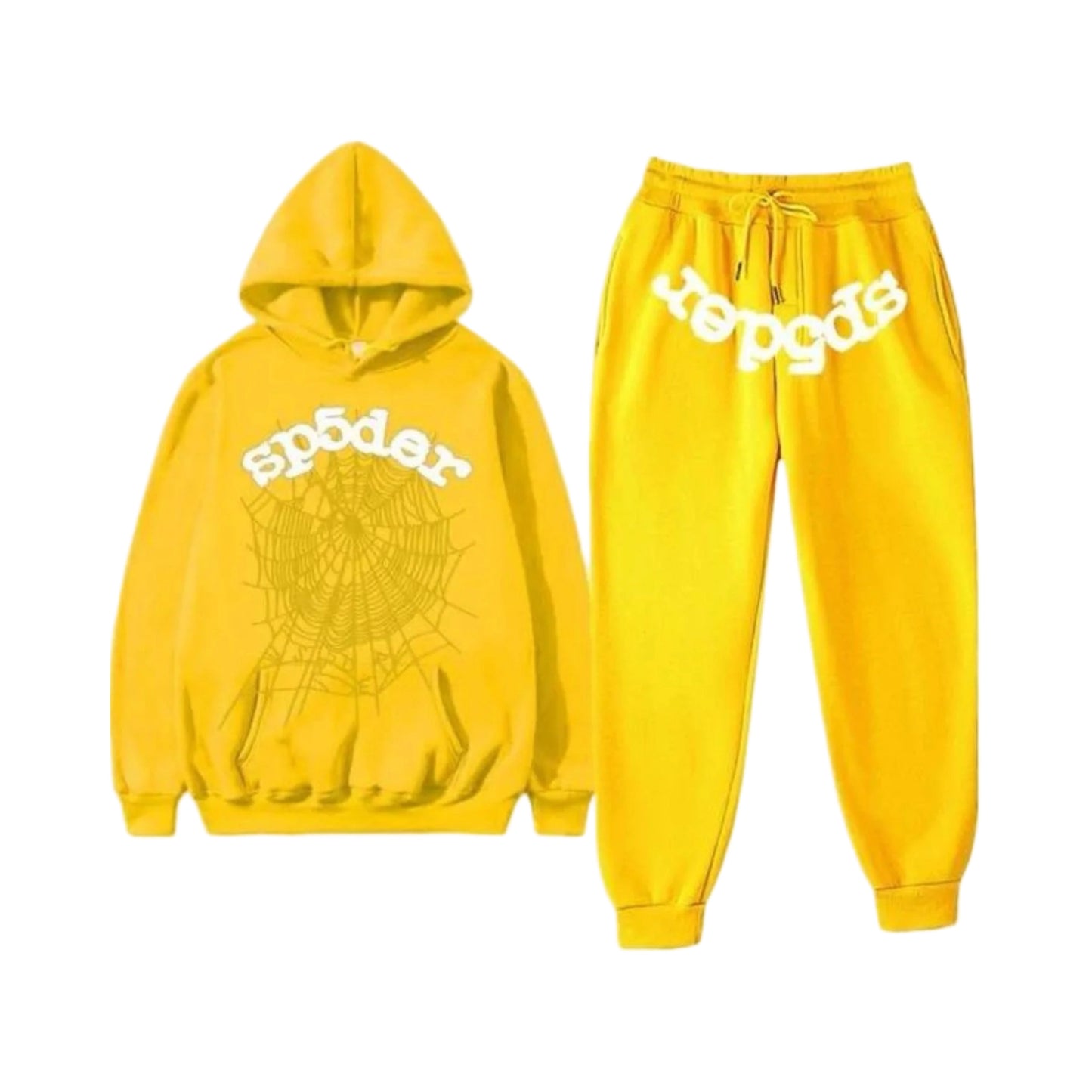 Sp5der Tracksuit Yellow&White