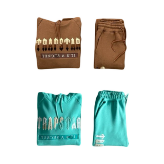 Trapstar Tracksuit Decoded 2.0 Chenille Hoodie Brown/Blue Tiffany