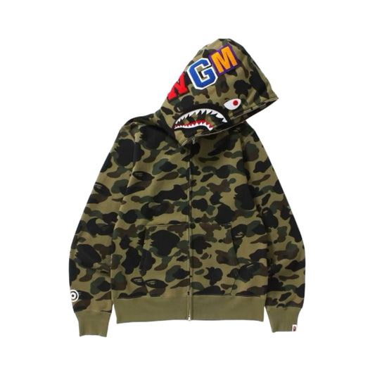 Bape Hoodie Shark Camo Green