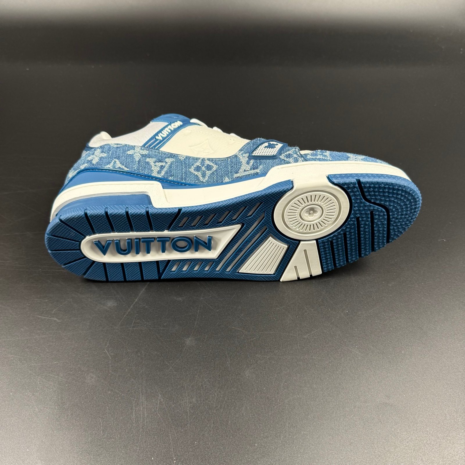 Sneaker Monogram Denim Bianco Blu - Image 4