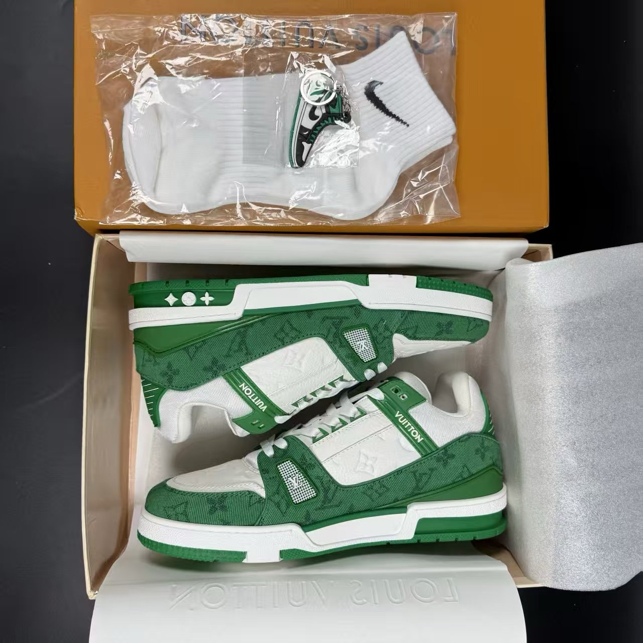 Sneaker Monogramma Verde Denim Bianco - Image 2