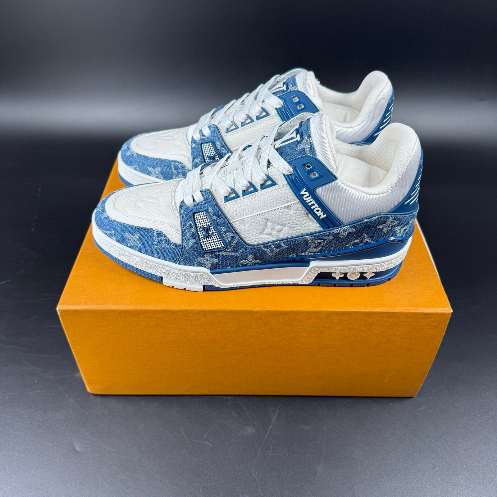 Sneaker Monogram Denim Bianco Blu - Image 2