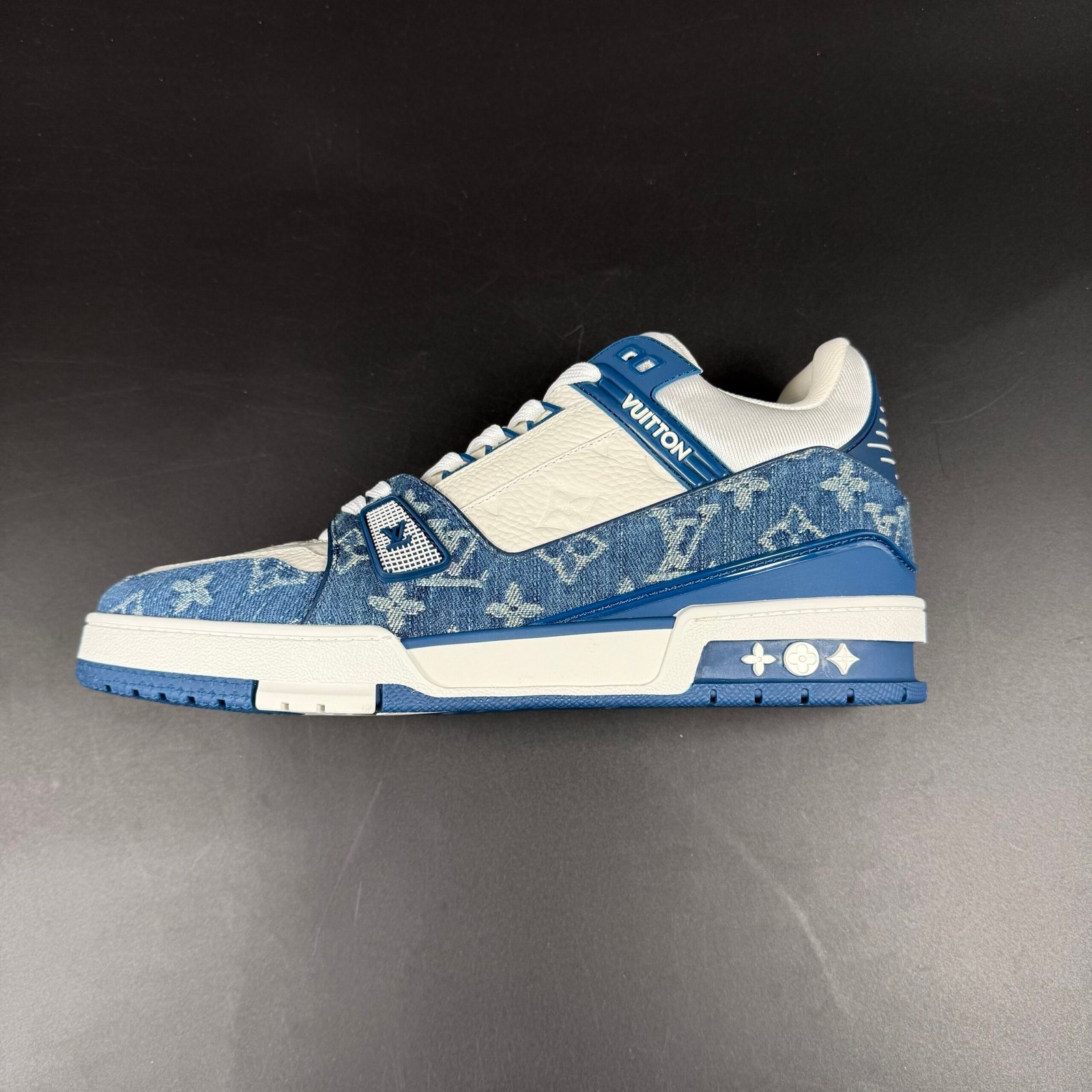 Sneaker Monogram Denim Bianco Blu - Image 5