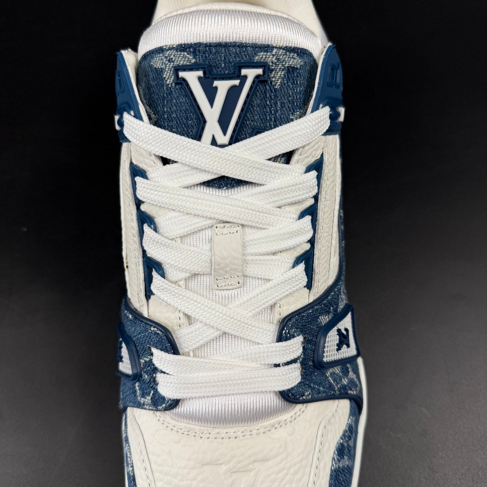 Sneaker Monogram Denim Bianco Blu - Image 10