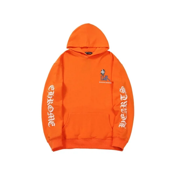 FELPA CON CAPPUCCIO GRAFICA ARANCIO CH075